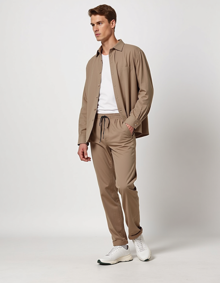Tim™ | Tweedelige beige set