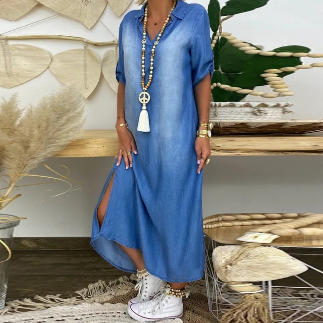 Monique™ | Luchtige denimjurk