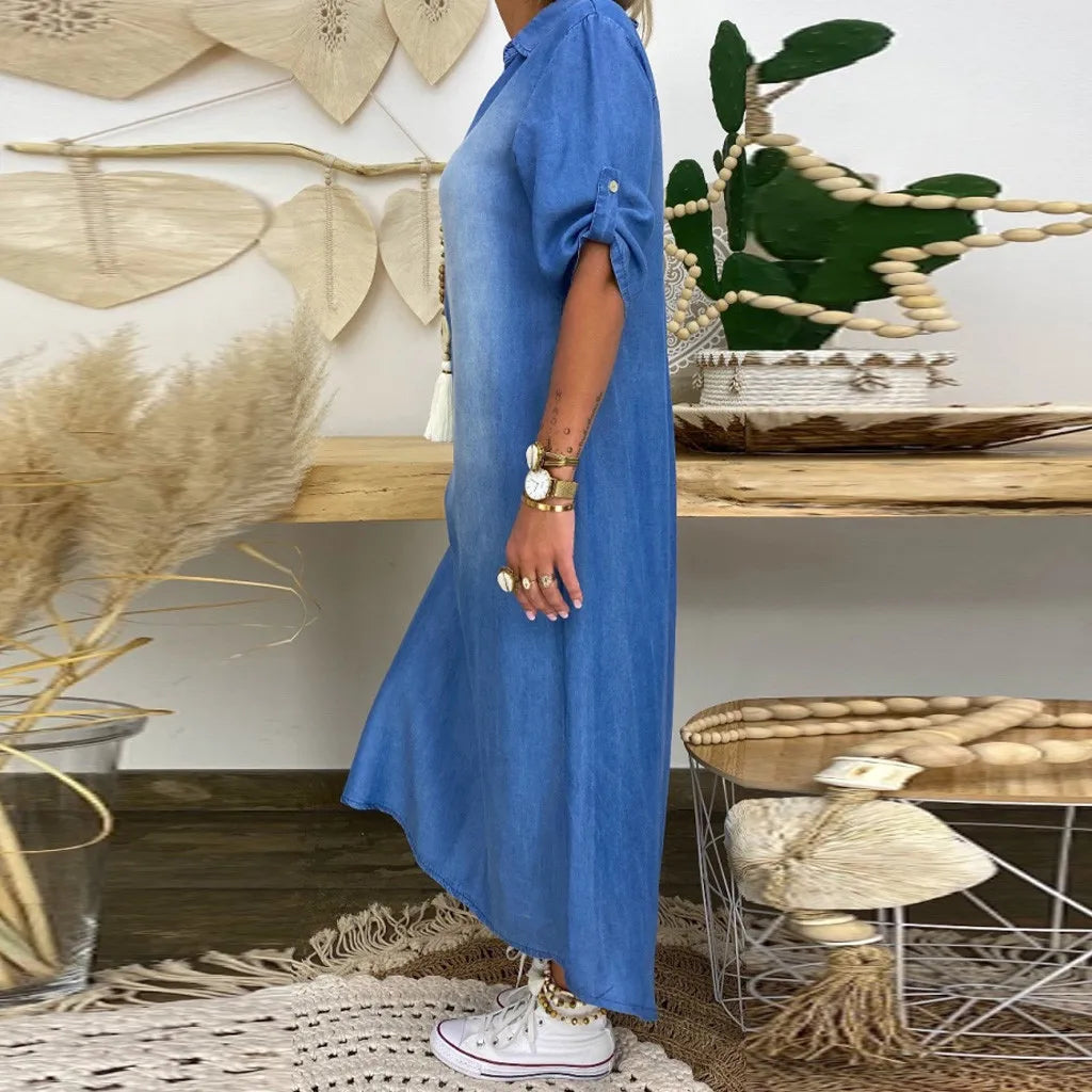 Monique™ | Luchtige denimjurk