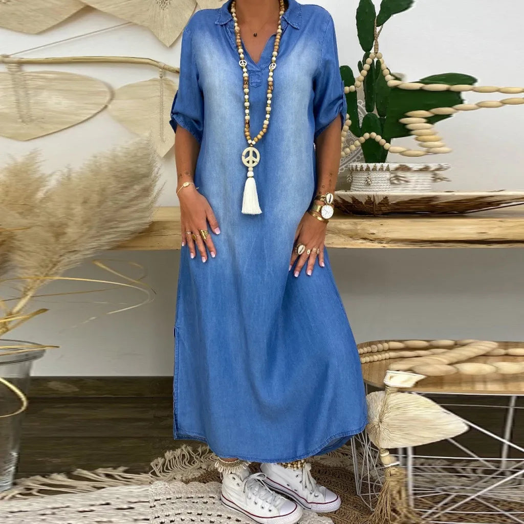 Monique™ | Luchtige denimjurk