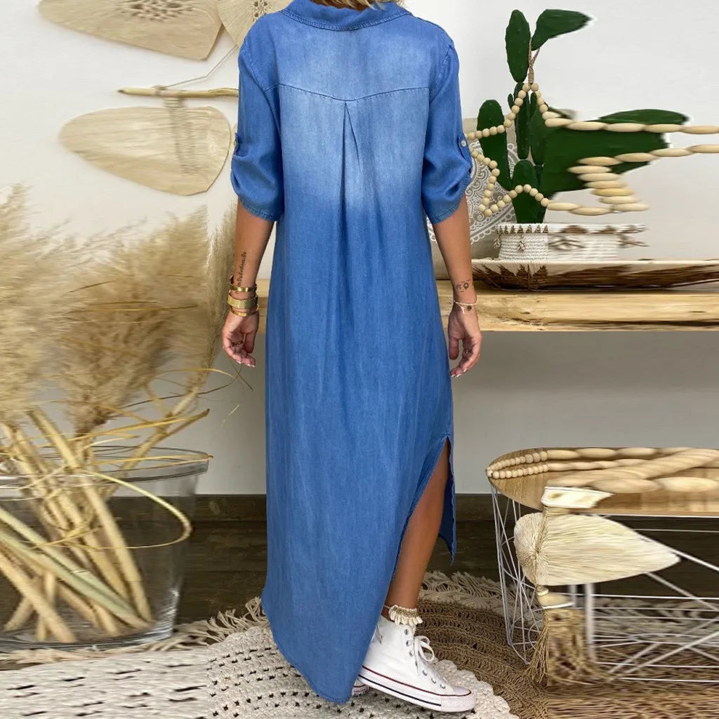 Monique™ | Luchtige denimjurk