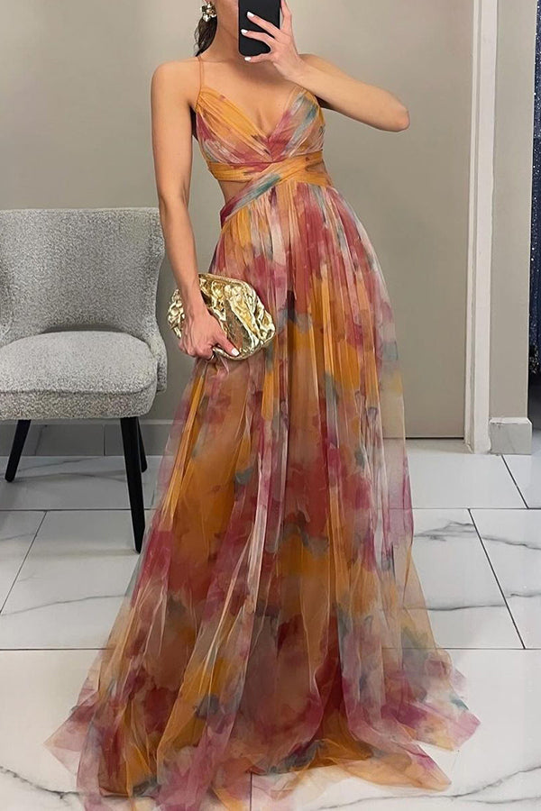 Axelle™ | Elegante maxi-jurk met aquarelprint