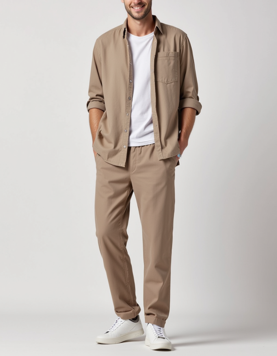Tim™ | Tweedelige beige set