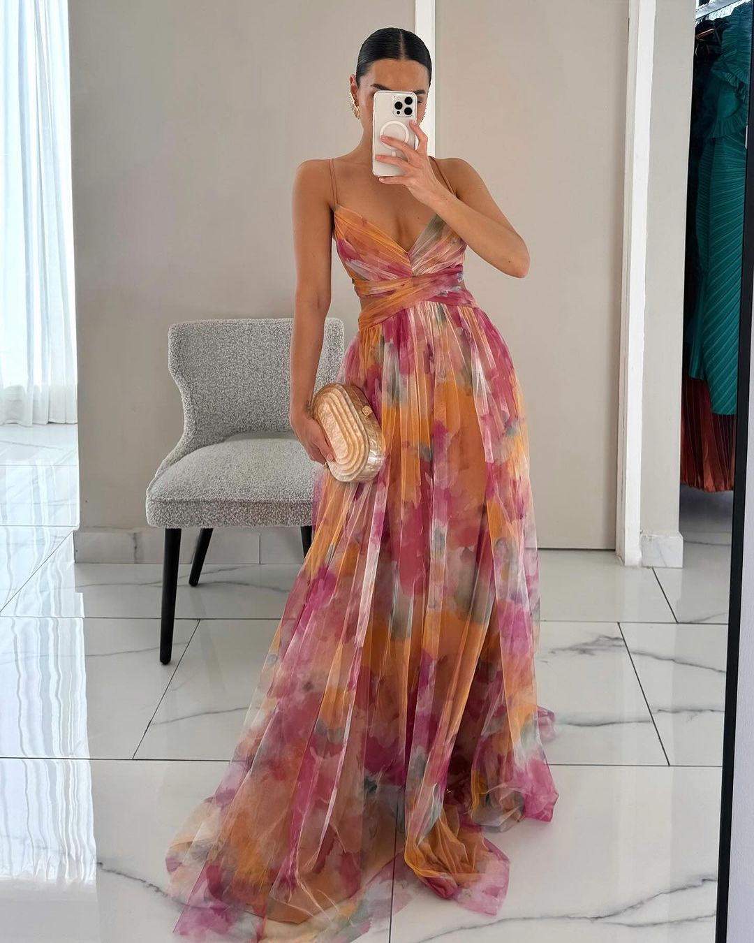 Axelle™ | Elegante maxi-jurk met aquarelprint