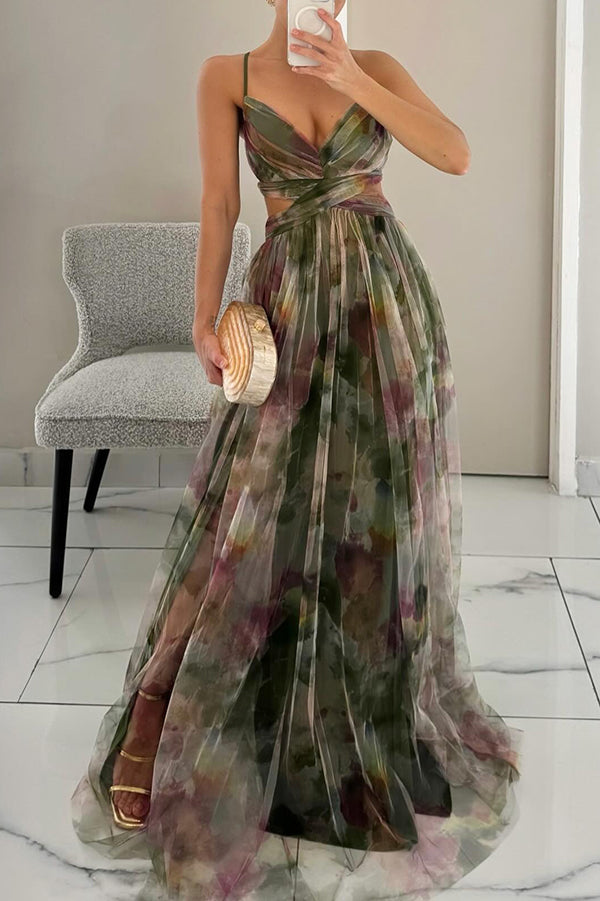 Axelle™ | Elegante maxi-jurk met aquarelprint