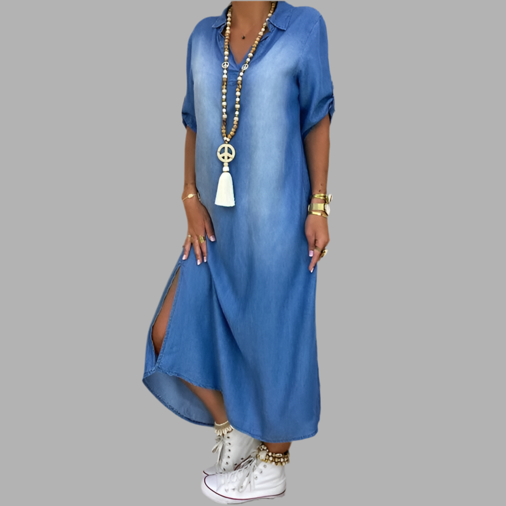 Monique™ | Luchtige denimjurk