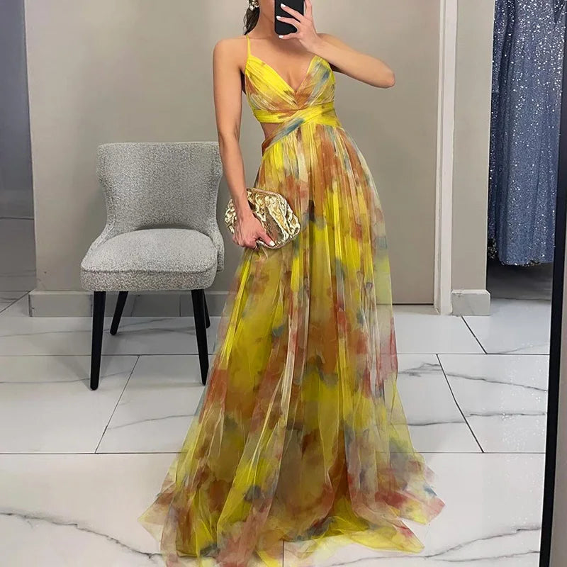 Axelle™ | Elegante maxi-jurk met aquarelprint