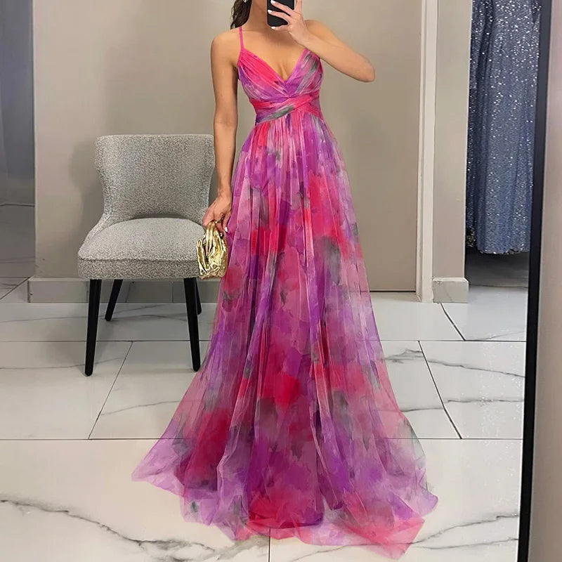 Axelle™ | Elegante maxi-jurk met aquarelprint