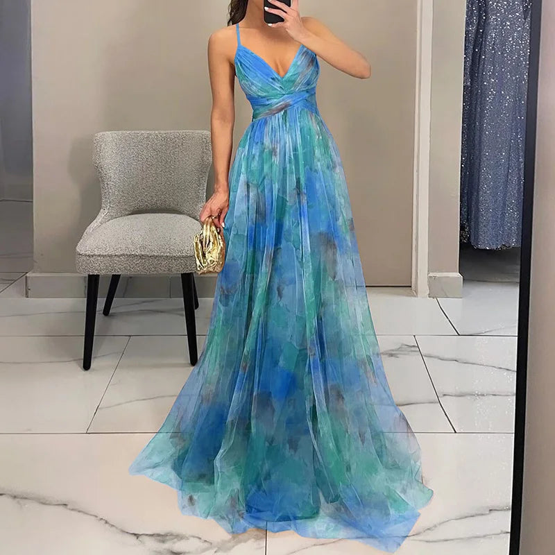 Axelle™ | Elegante maxi-jurk met aquarelprint