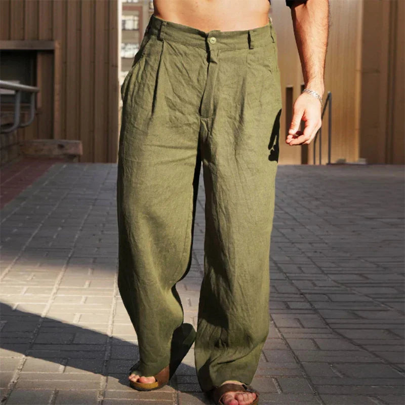 Rex™ | Wijde linnen broek