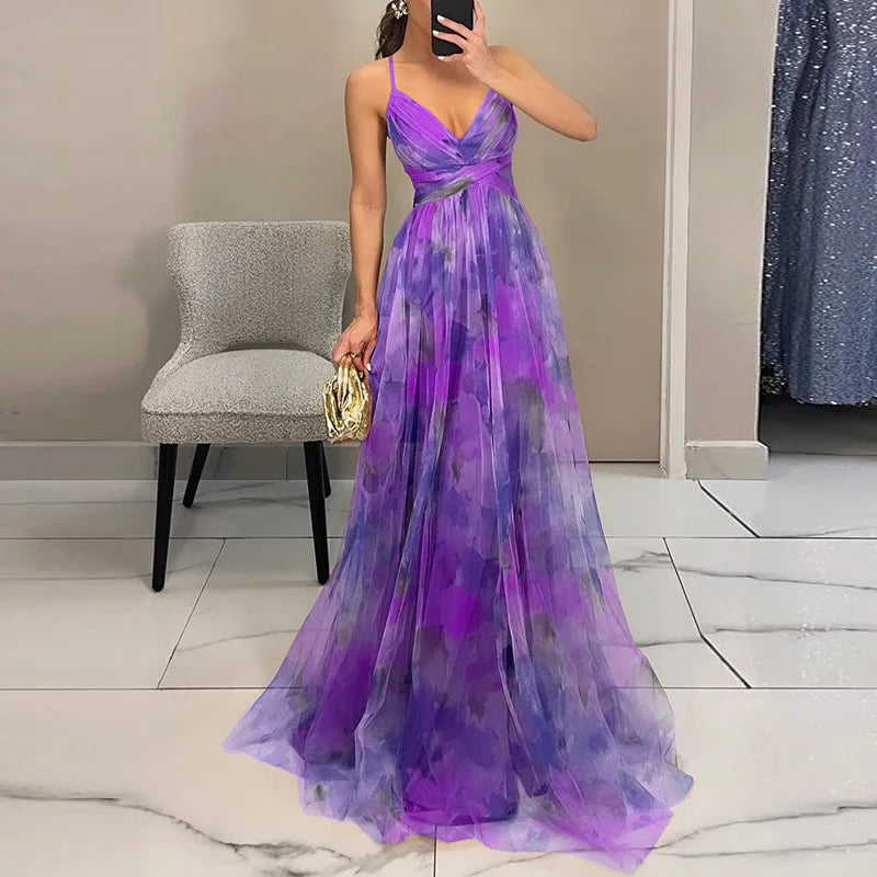 Axelle™ | Elegante maxi-jurk met aquarelprint